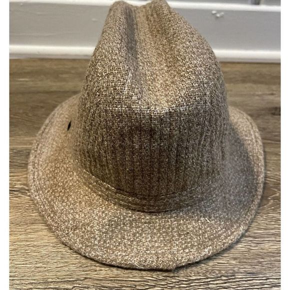 Fedora Hat Vintage London Fog Mens BrownWool Tweed Grandpa Dark Academia Small - Picture 6 of 8